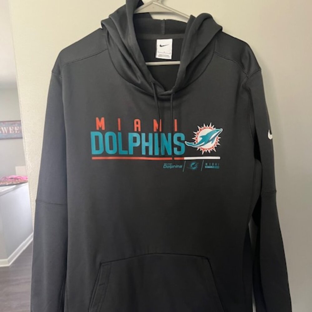 Men's Nike Anthracite Miami Dolphins Prime Logo Name Split Pullover Hoodie- LRG